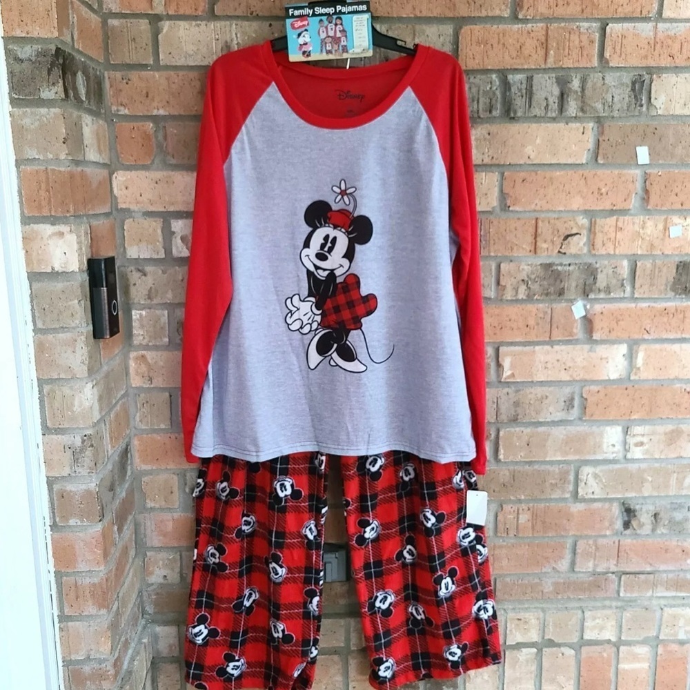 Disney Minnie Mouse Family Christmas Holiday Festive Pajama Set Women’s Sz S